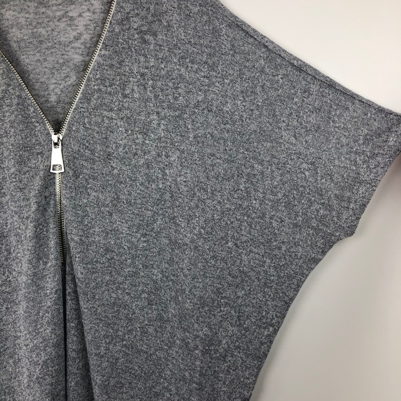 JOAN VASS M Dolman Sleeve Zip V-Neck Sweater Blue - Picture 3 of 7